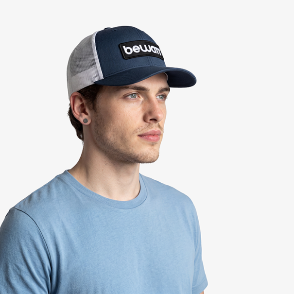 BEWATT Navy and White Retro Trucker Cap