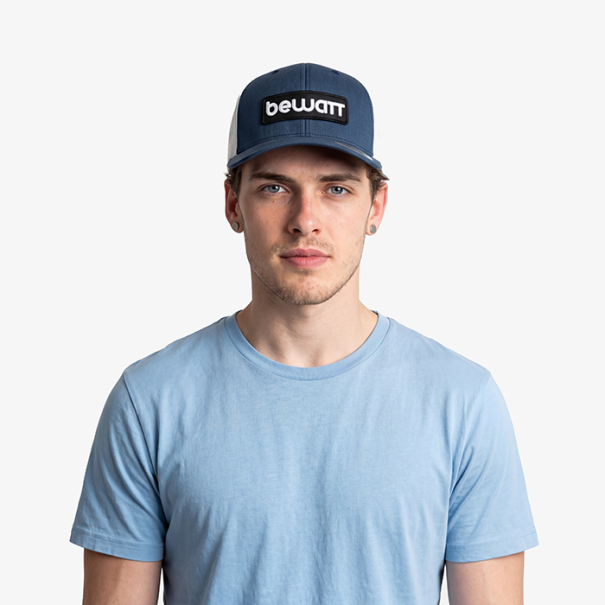 BEWATT Navy and White Retro Trucker Cap